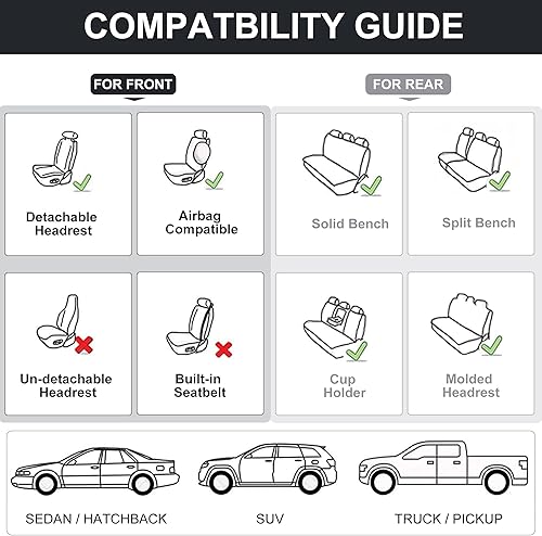Miniatura 7 de Juego completo de fundas de asiento de coche marrones, fundas de asiento delantero y trasero, 5 piezas, protectores universales de cuero sintético