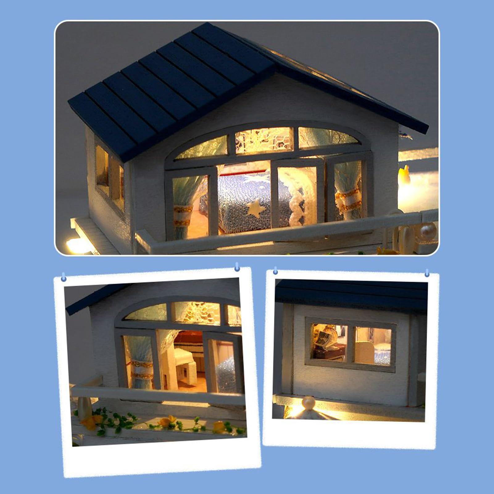 Miniature House Kit - 3D Wooden Small Villa Model with LED Light, Handmade Craft Maker Set for Boys, Youth, Women, Teens, Son, Daughter, Friends, and Family Creative Building Fun