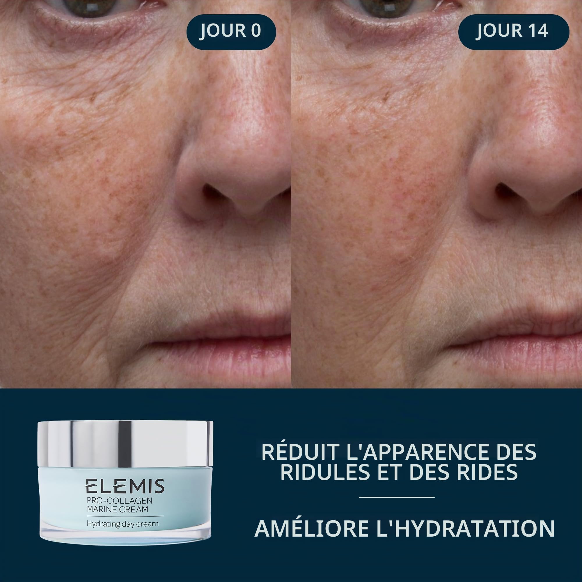Elemis Crème Marine Elemis Pro-collagène, Lotion Hydratante Quotidienne De Visage Anti-rides, Gel-crème Hydratant Ultraléger, Pour Une Douceur, Éclatant Et Rajeuni, Convient À Tous Les Types De Peau, 50ml