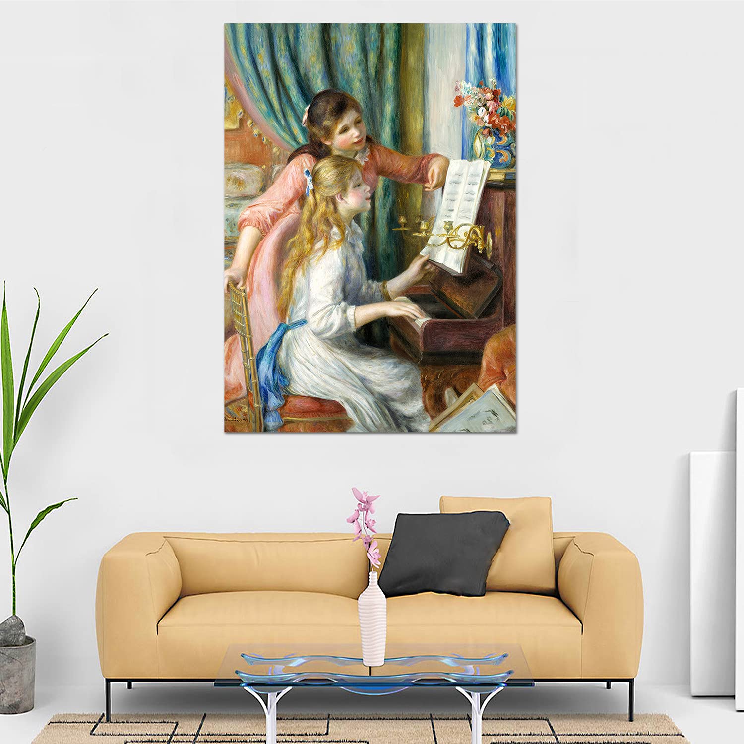 Regalo Elegante Casa Quadro Astratto Moderno Foglie Oro - Tela 60x120 Cm Con Cornice Per Soggiorno Quadri Dipinti A Mano Su Tela