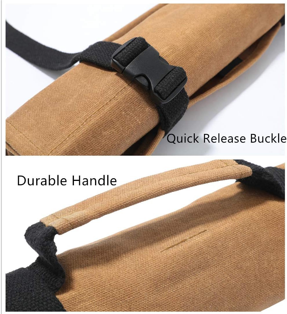 Tool pouch, Heavy Duty 16OZ Waxed Canvas Tool Organizer Bag, Sturdy and Waterproof (Khaki)
