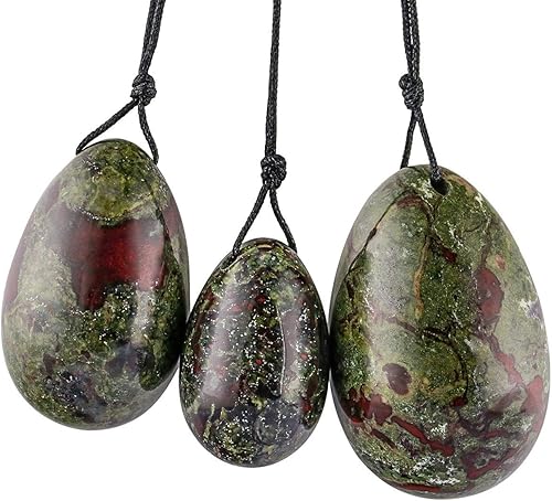 Miniatura 7 de TUMBEELLUWA Yoni Huevo de cristal curativo 3 piedras de masaje perforadas para mujeres para entrenar músculos pélvicos ejercicio Kegel, obsidiana