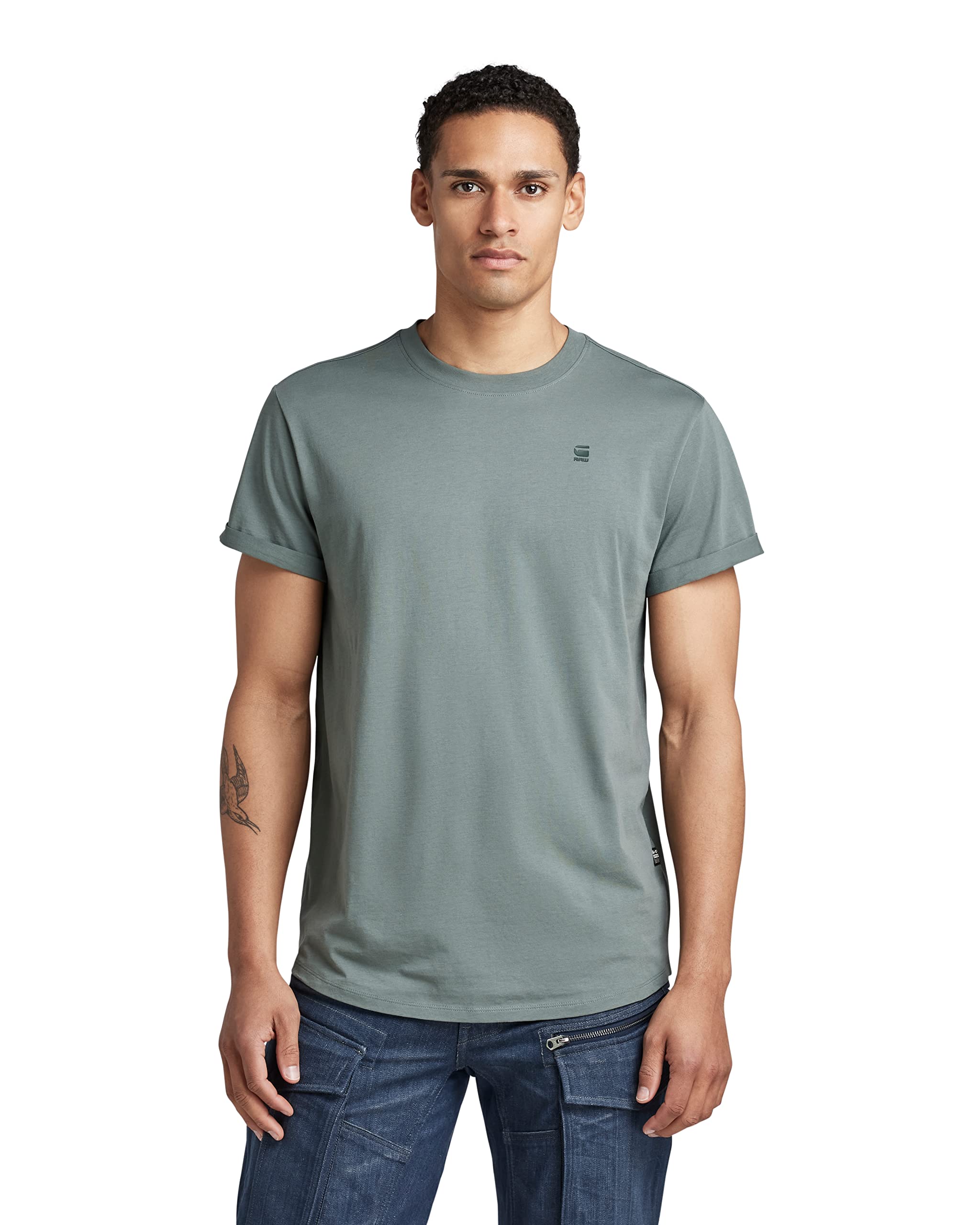 G-Star Men's Green (Grey Moss D16396-B353-4752) Raw Lash T-Shirt, Large
