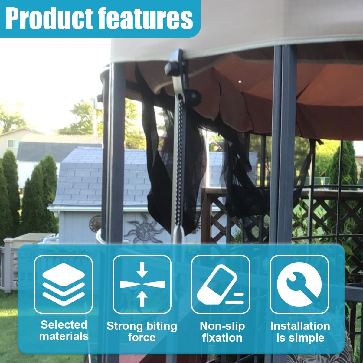 YoRise 20PCS Tarp Clips Heavy Duty Lock Grip & Ball Bungee Cords, Shade Cloth Fastener Clips, Car Cover Clamp Holder for Pool Awning Cover, Shark Tent, Outdoor Camping (Black)