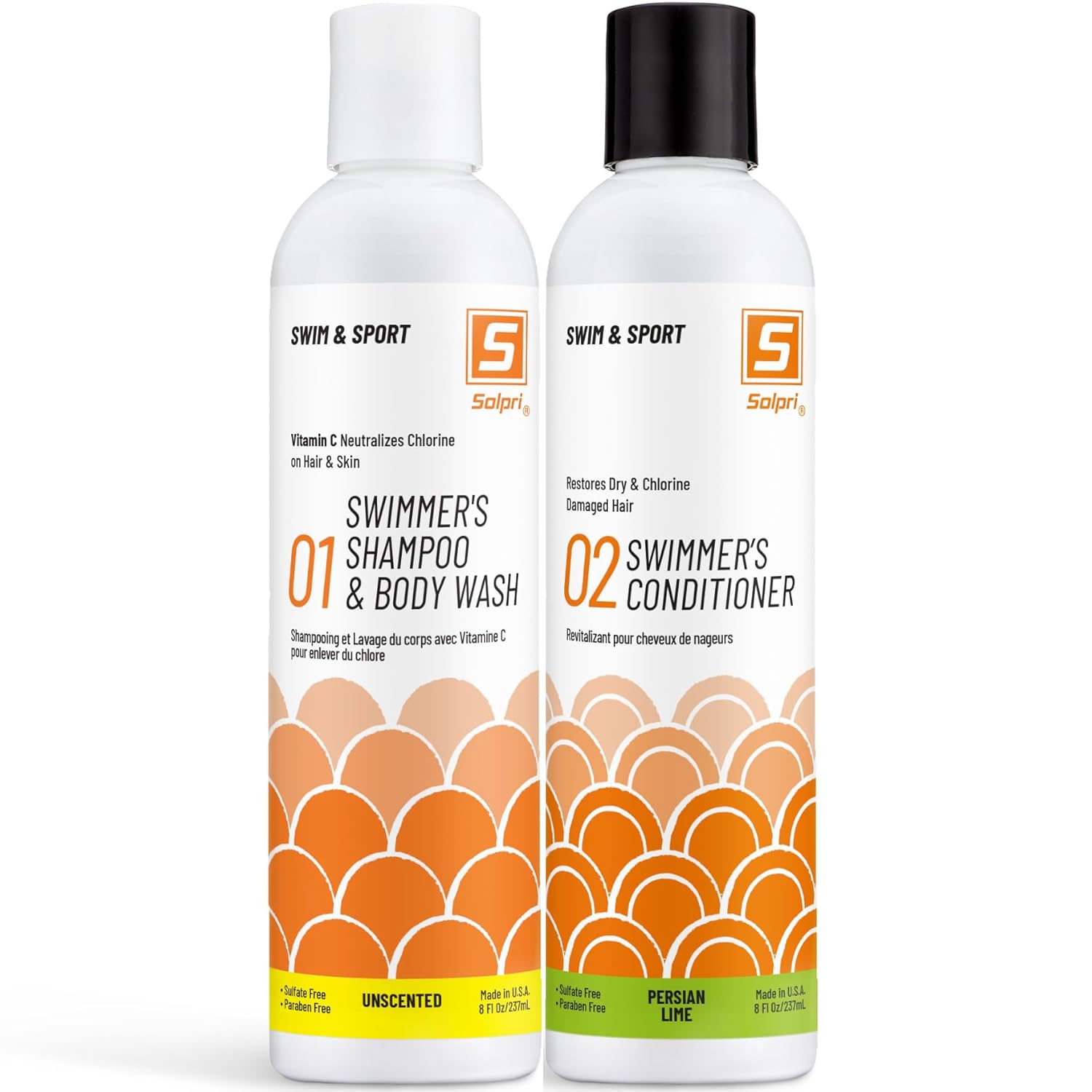 Swim Shampoo & Conditioner Set – Vitamin C Chlorine Removal for Swimmers, Restores Softness & Damaged Hair, Gentle Cleansing Swim Hair Care System (16 fl oz total)