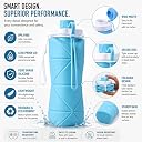 Collapsible Silicone Water Bottle with Leakproof Lid & Carry Strap – Foldable, BPA-Free, Reusable Travel Sports Bottle (Multicolor) gallery image