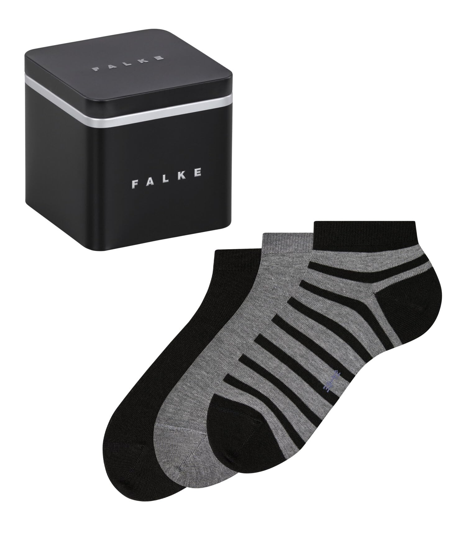 Falke Men's Multicolor Black Grey Mix 0010 Happy Box Mix Multipack M Sn Cotton Low-Cut Patterned 3 Pairs Trainer Socks, 8.5-11
