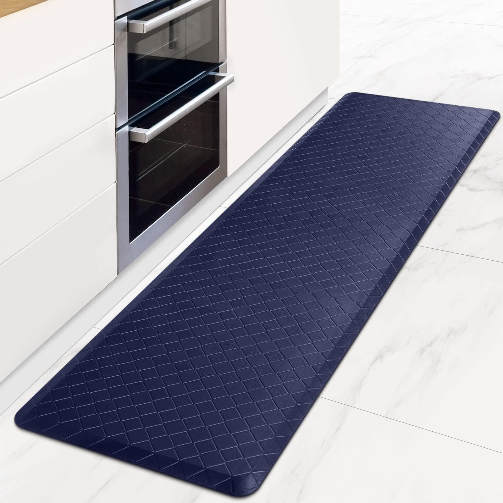 HappyTrends Kitchen Runner Rugs Anti-Fatigue mats ,17.3"x 60",Non Slip Waterproof Ergonomic Comfort Mat for Kitchen, Floor Home, Office, Sink, Laundry ,Blue