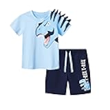 Toddler Boy Summer Short Clothes Sets Cotton Crewneck Tees Shorts Beach Playwear Outfits