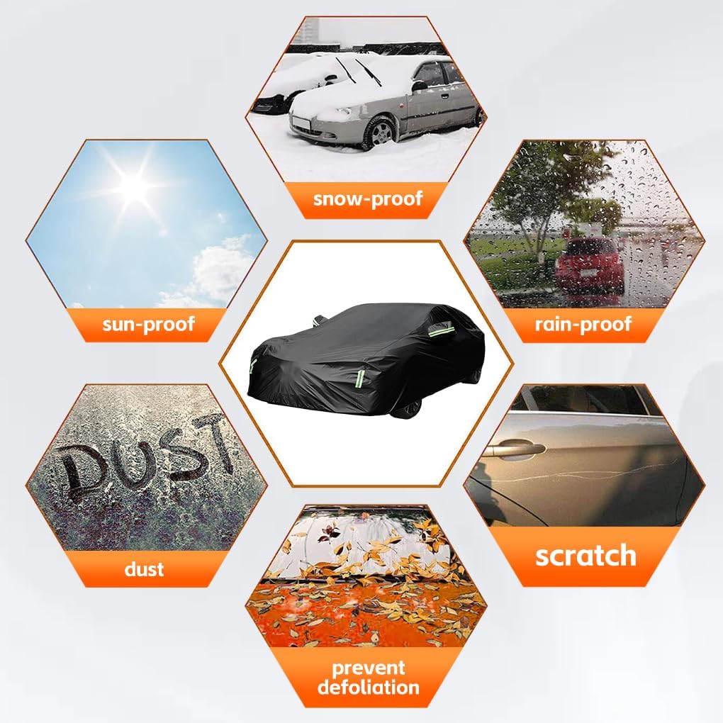 6 Layers Car Cover Outdoor Car Cover Universal Full Car Covers for Automobiles All Weather Waterproof UV Protection Windproof Rain Dust Scratch Snow Fit SUV Large (5.2 * 2.0 * 1.8M)