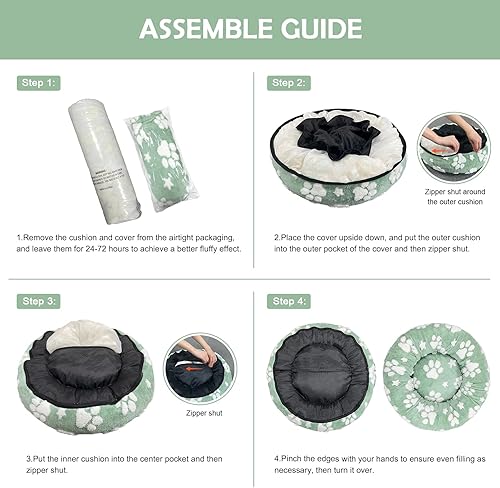 Miniatura 6 de Camas en forma de dona para perros pequeños, camas redondas relajantes para gatos de interior, bonita cama para mascotas con textura 3D con patas