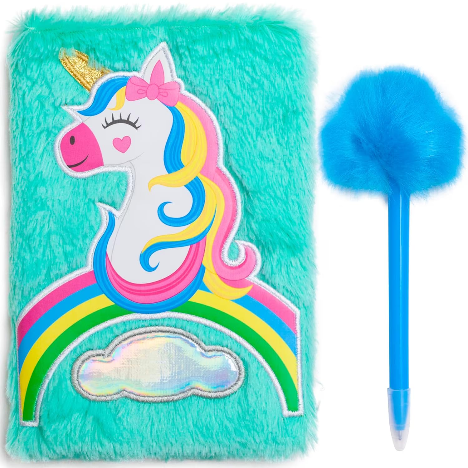 Mad AllyKids Notebook, Rainbow Unicorn Notebook A5 - Cute Notebook for Girls Boys - Smooth Premium Paper Fluffy Notebook Perfect for Jotting Down Ideas, Notes, Doodling with Fluffy Pen