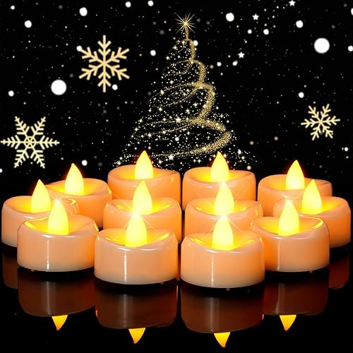 YOJACIKI Velas sin llama, paquete de 100 velas LED de té que funcionan con pilas, duran más de 200 horas, velas de té parpadeantes a batería para