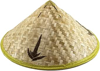 Amazon.com: Hat Asian Chinese Conical Rice Farmer Hats Hand-Woven Adult ...