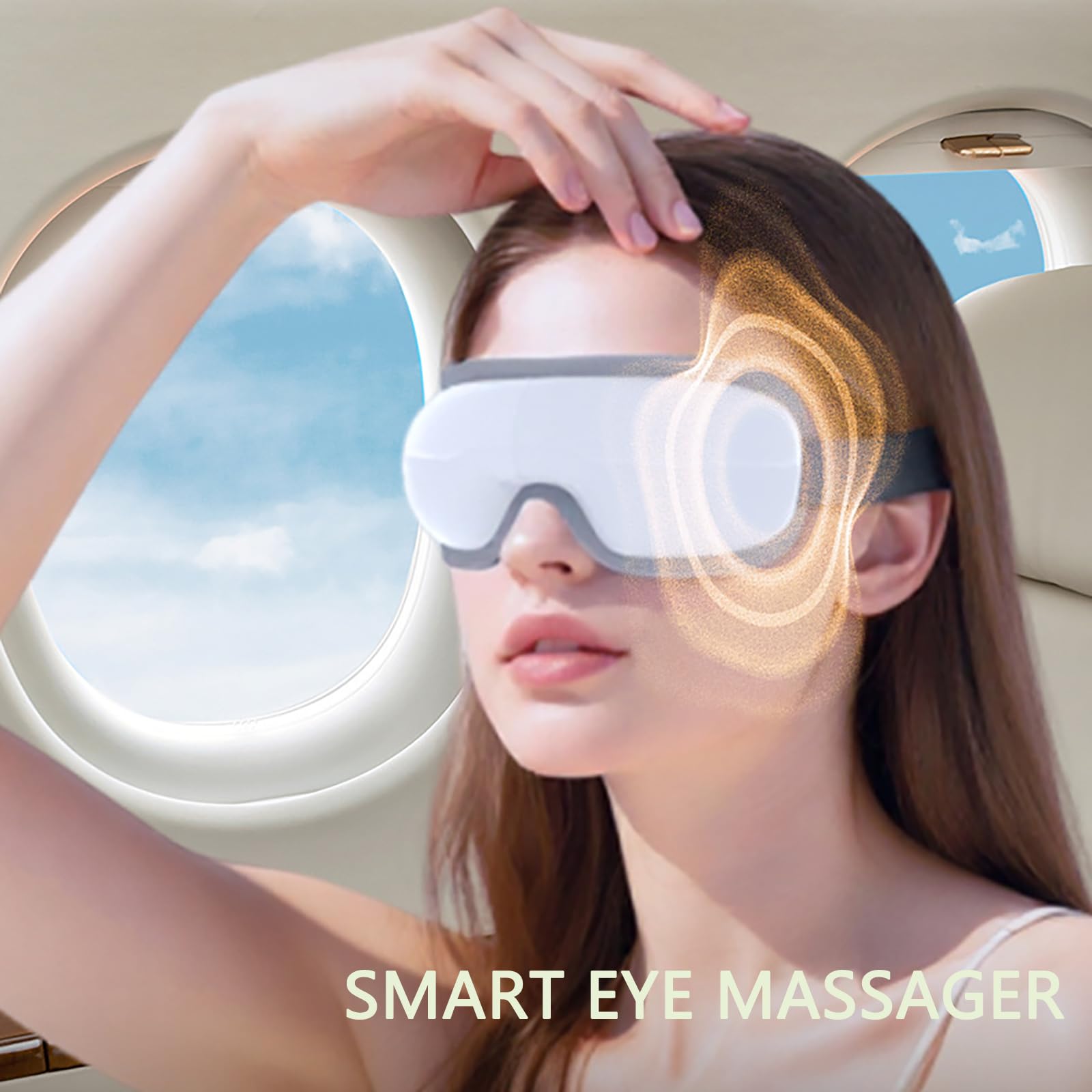 Eye Massager with Heat & Bluetooth Music,4-in-1 Eye Massager,Rechargeable Heated Eye Mask for Sleeping, Face Massager, Smart Sleep Eye Mask,Valentines Gifts for Women Men