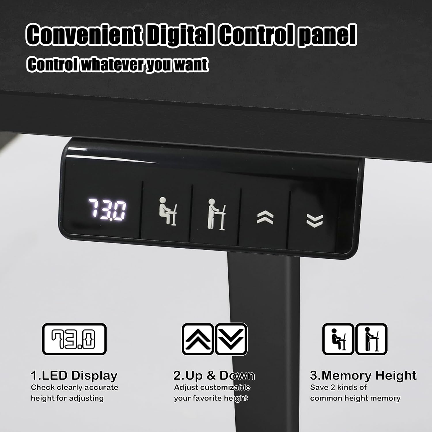 MSZ Electric Standing Desk 48x24 Inch with Memory Presets, Adjustable Height Sit to Stand Computer Desk for Home Office & Gaming (Black)