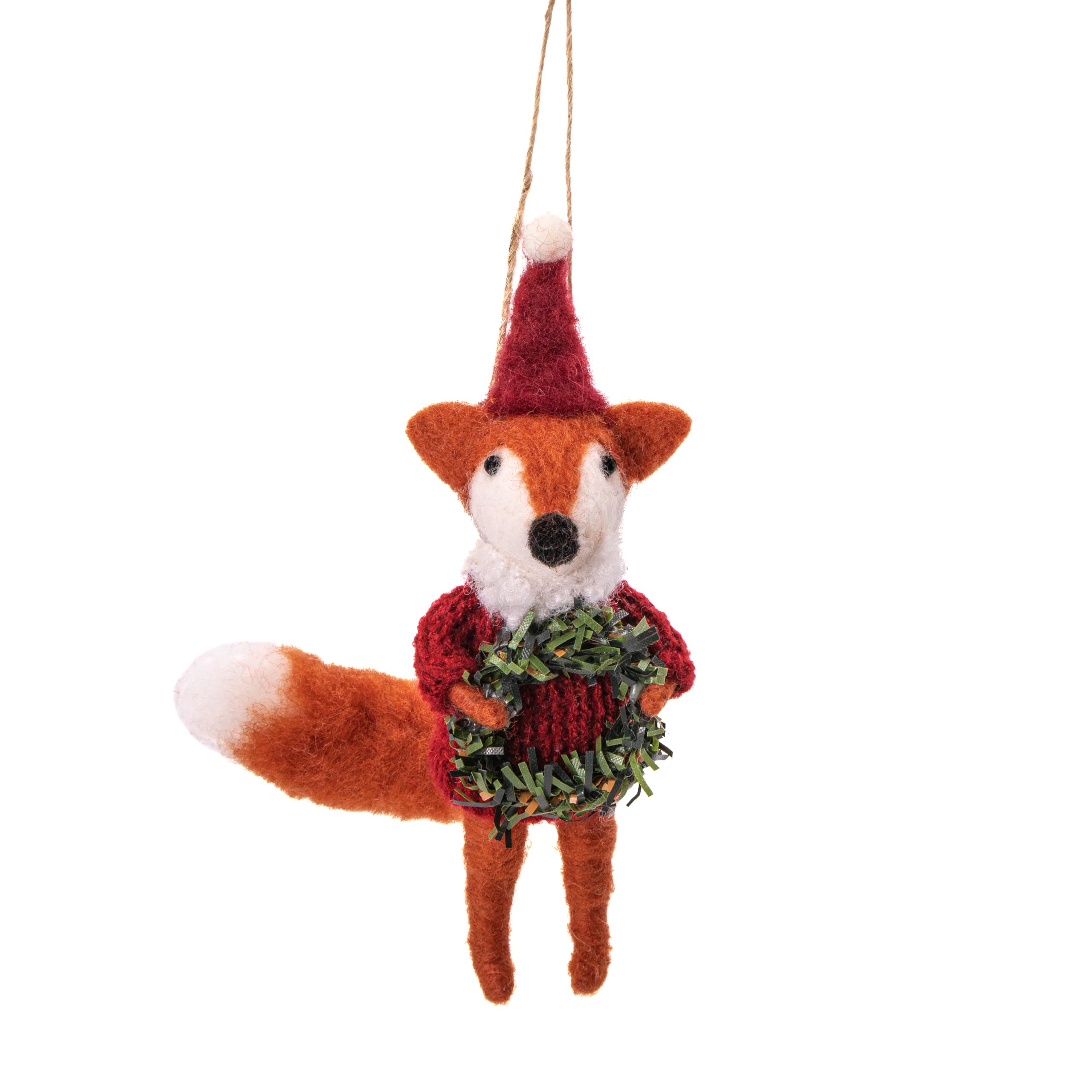 Sass & Belle Green Sass And Belle Fox With Wreath Felt Decoration