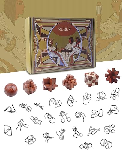 Vista 9 de 30 piezas rompecabezas rompecabezas rompecabezas juegos educativos mente madera y metal rompecabezas 3D desbloqueo bloqueo IQ caja