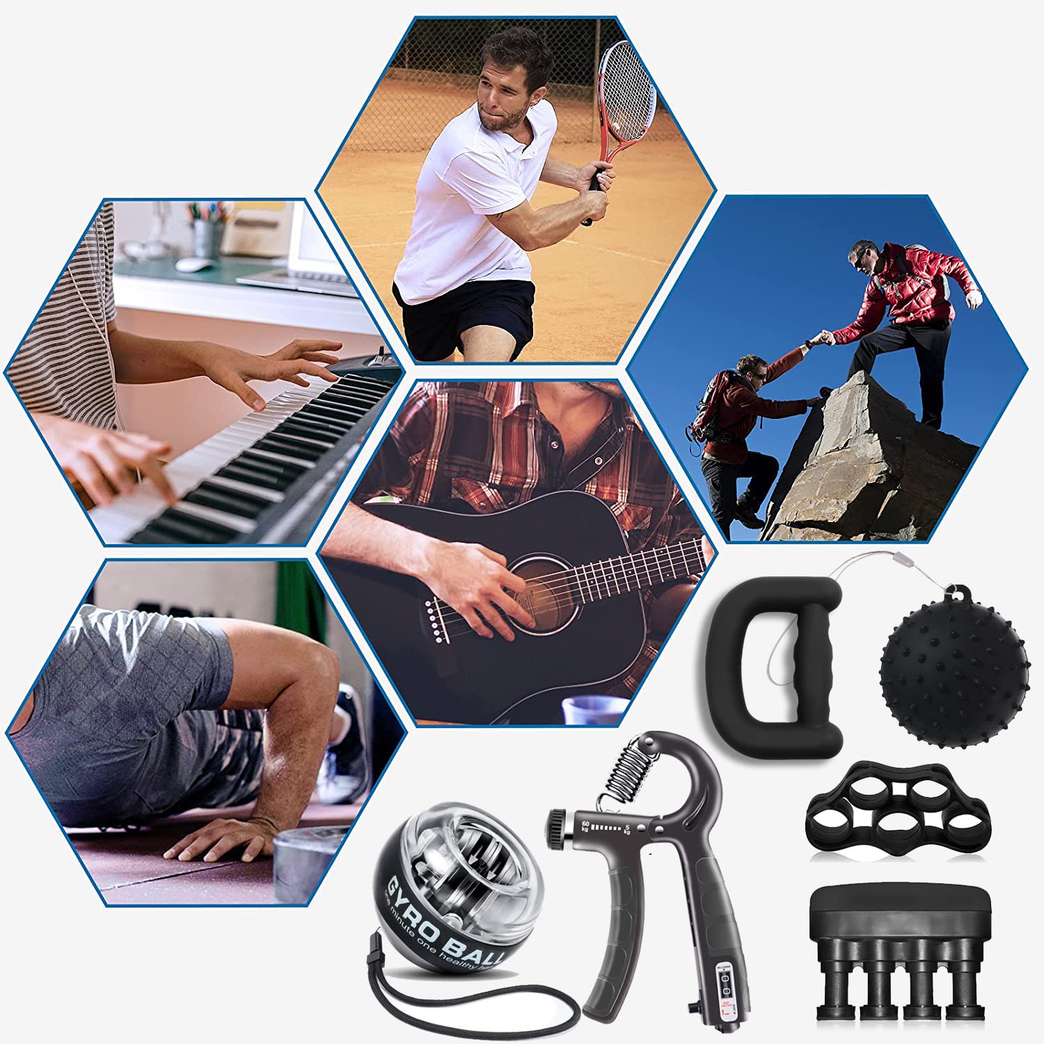 Allenamento avambraccio, allenamento mani kit per allenare le dita, pinza per la mano con contatore, attrezzo per esercizi per le dita, palla da polso, wrist ball antistress per il recupero gli atleti