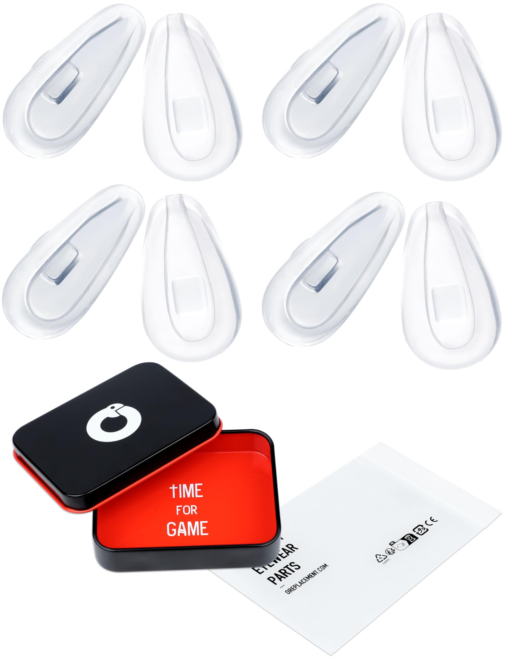 OWORK 4 Pairs Ultra Soft Silicone Eyeglass Nose Pads for Oakley Contrail OO4147/Socket 5.5/Socket 5.0/Steel Plate OX3222, Push-in Air Chamber Anti-Slip Glasses Nose Piece Replacement Kit Clear