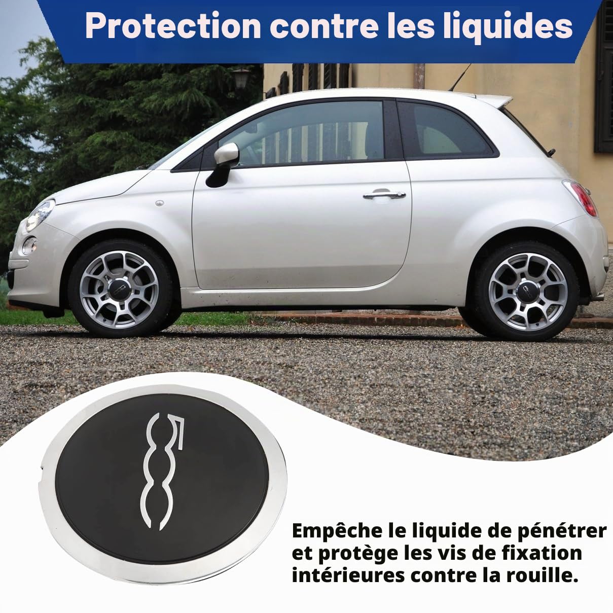 Capuchon Central de Roue pour 500 2012-2023, 68078419AC 51884863 68078421AC | Remplacement de Capuchon Central de Moyeu de Roue Résistant à la Chaleur, Cache-Moyeu de Roue bord chromé 500