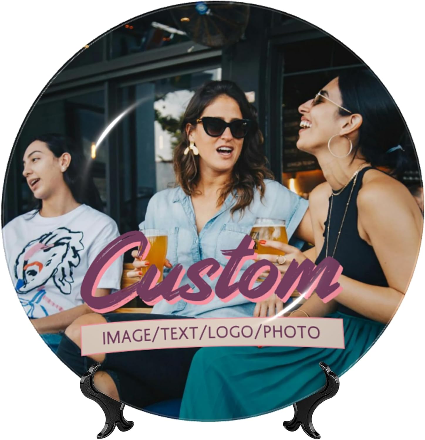 Custom Photo Ceramic Decorative Plates Personalized Porcelain Plate Add Logo Photo Text Ceramic Dinner Plate Home Decor (8 in)