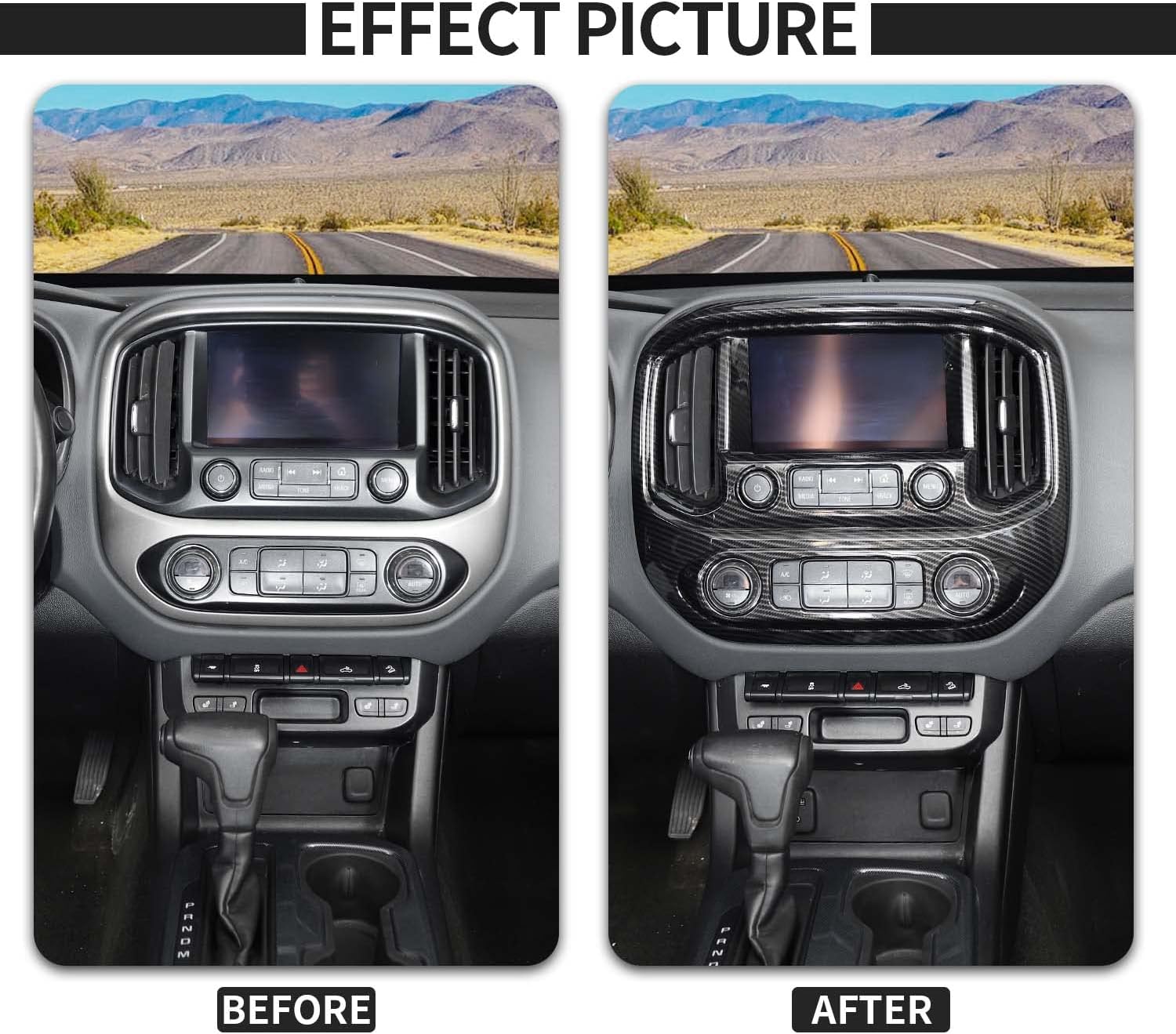 Voodonala Carbon Fiber Center Console GPS Navigation Air Vent Cover Trim Compatible with Chevy Colorado/GMC Canyon 2014-2022