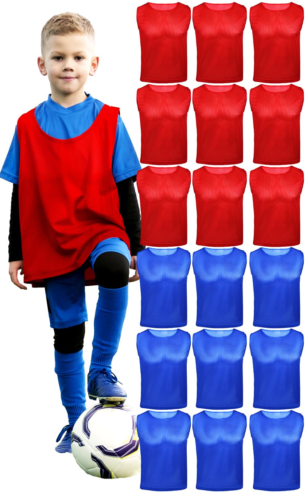 ATHLOVA Youth Scrimmage Vests & Soccer Pennies – Breathable Mesh Soccer Pinnies, Pennies for Sports Youth