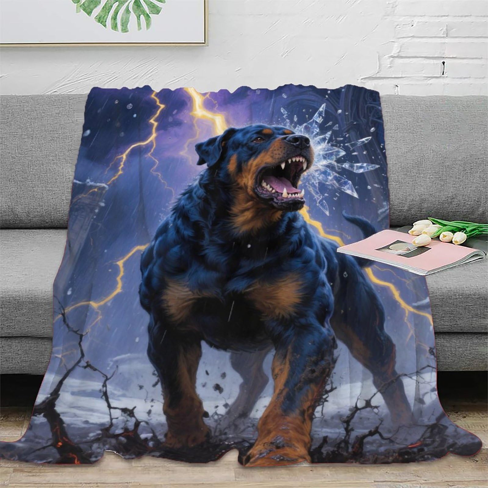 Rottweiler Blanket Sofa Bed Throw Soft Lightweight All Season Gift 100x130cm