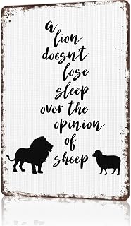 Vintage Metal Tin Signs A Lion Doesn't Lose Sleep Wall Art Poster for Garage Office Bar Bedroom Home Living Room Decor 8X12inch