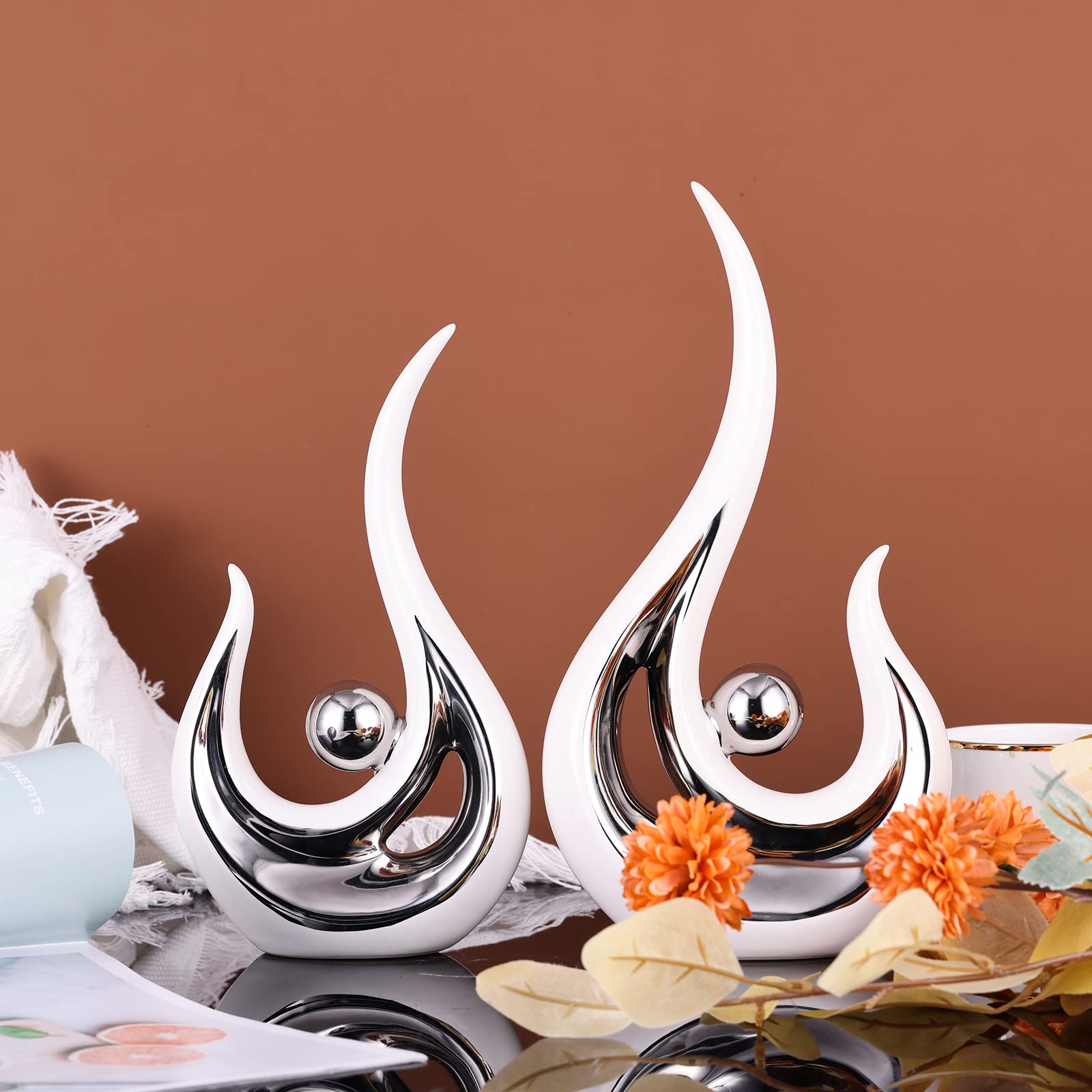 XMGZQ Centrotavola Ceramica,Scultura Moderna Design,Soprammobili in Ceramica,Statuette Decorative Casa,Centrotavola Moderno Design,Decorazioni Casa,Soprammobili Moderni,Statue Decorative Casa,Statua