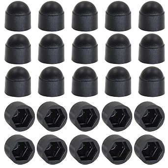 Zorfeter Black M6 x 10mm Hex Head Bolt Covers, 25 Pcs | Dome Plastic, Hexagonal Screw Cover, Protection Caps