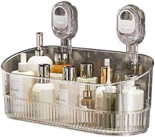 Miniatura 11 de Organizador de ducha de baño transparente, estante de almacenamiento de montaje en pared con ventosas, estante de almacenamiento de baño 12.7 x 4.5