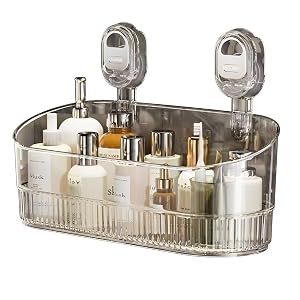 XPZKAIYUE Clear Bathroom Shower Caddy Wall Mount Storage Shelf with Suction Cups Bathroom Storage Shelf 12 7x4 5x3