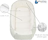 Medi Partners Baby Nest Pod for Newborn Babynest Sleep Bed - 100x60x15 Lounger Essentials 0-12 Months sleeping bilateral Cocoon 100% Cotton Waffle (Grid with olive Minky) - 8