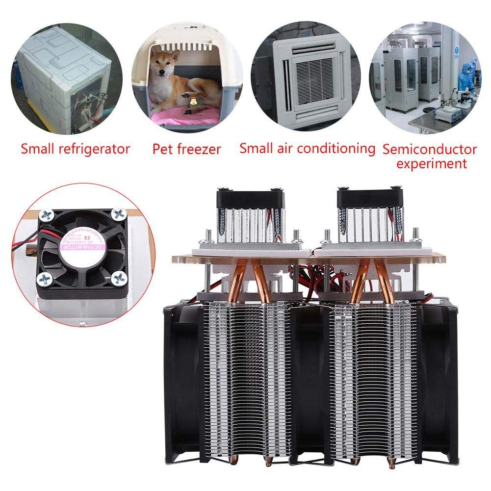 Dissipatore di calore a semiconduttore elettronico fai-da-te 12V 144W, sistema di raffreddamento del radiatore termoelettrico a doppio core Peltier Element, mini kit di climatizzazione fai-da-te, incl