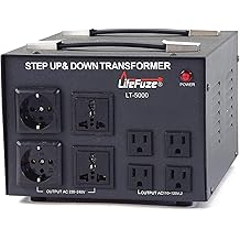 LiteFuze LT Series 5000 Watt Voltage Converter Transformer Step Up/Down - 110v to 220v / 220v to 110v Power Converter - Fully Grounded Cord - Universal Socket, CE Certified