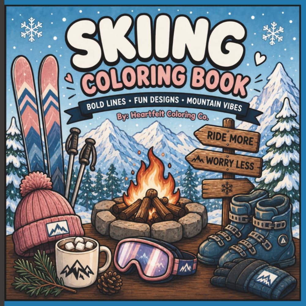 Skiing Coloring book: Relax - Color - Enjoy the Ride (Bold Coloring Books)