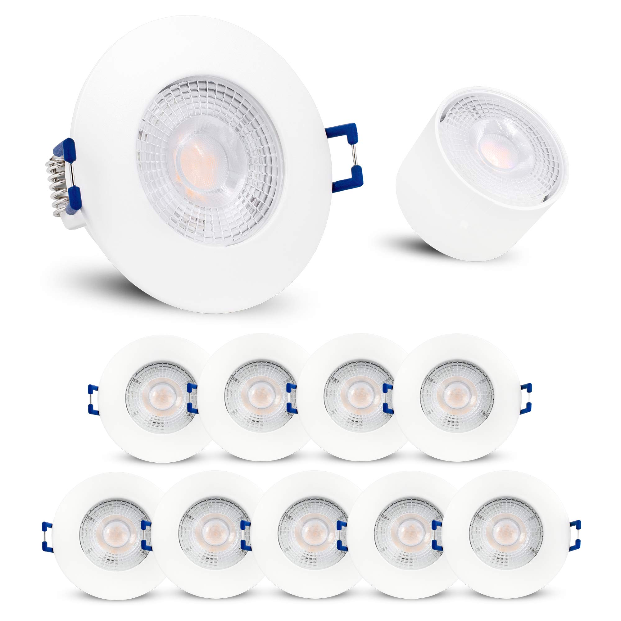 Linovum ETAWA - Lámpara led empotrable (10 unidades, IP44, extraplana, incluye 5 W, luz blanca cálida, 230 V, 230 V, para baño, redonda, 230 V