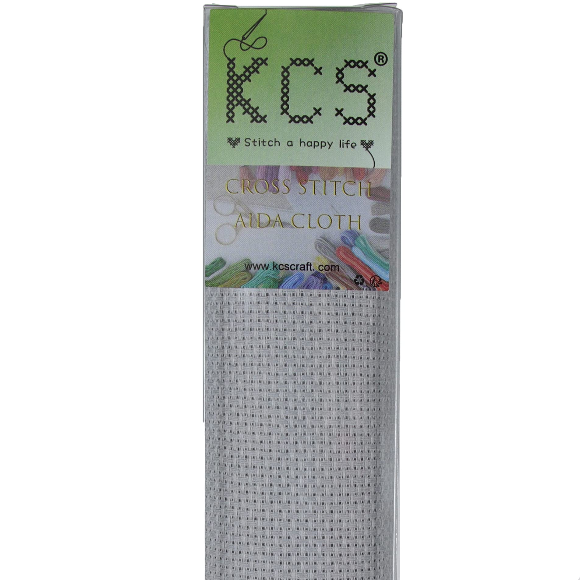 KCS 3 pc of 15" x 18" Counted Cross Stitch Cotton Aida Cloth Needlework Fabric (Light Grey, 14CT)
