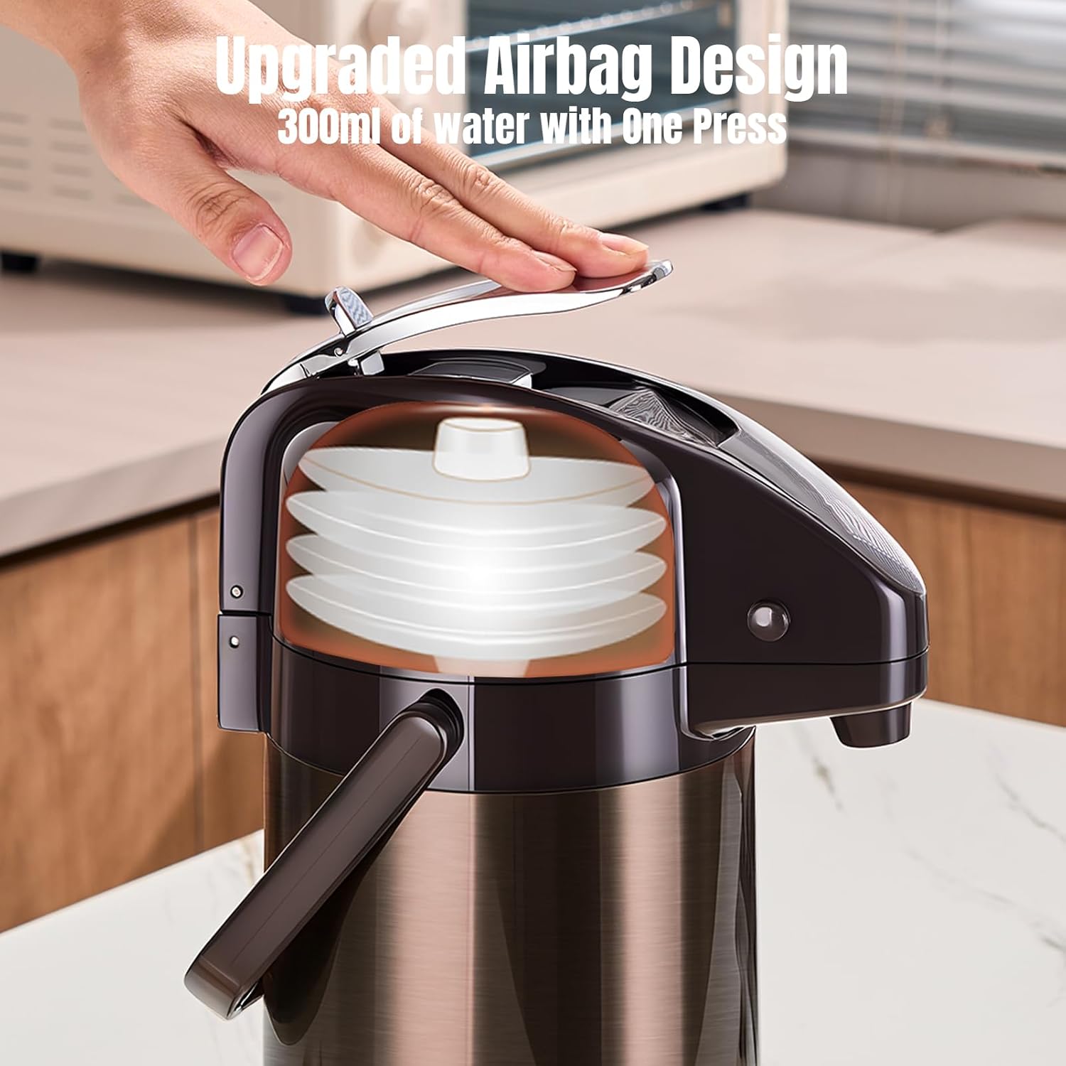 PARACITY Upgraded Airpot Coffee Carafe with Double Pump 3L Stainless Steel Drink Dispenser for Hot/Cold Beverage with Lazy Susan Base, Coffee Termos Para Cafe for Hot Cocoa for Parties