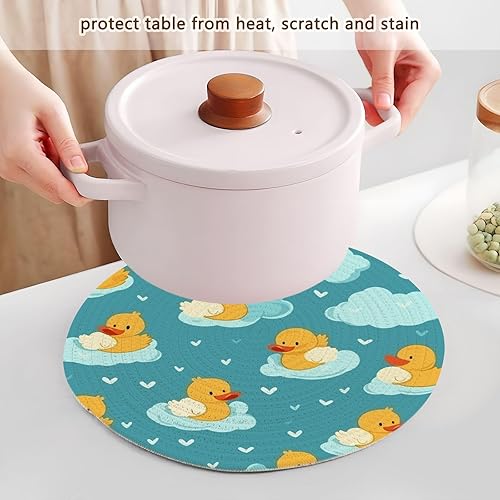 Miniatura 5 de 3 Pcs Extra Large Trivet Blue Green Ducks Clouds for Hot Pots and Pans 15in Cotton Thread Weave Heat Resistant Hotpads for Microwave Stove