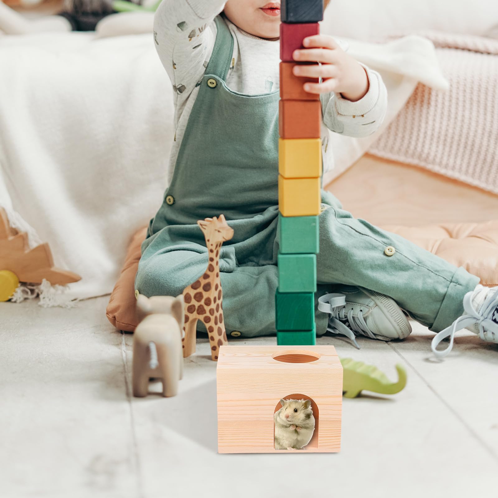 GALPADA Mangiatoia per Scoiattoli in Legno, Casetta per Piccoli Animali, Leggera e Facile da Pulire, per Alimentazione e Gioco in Giardino