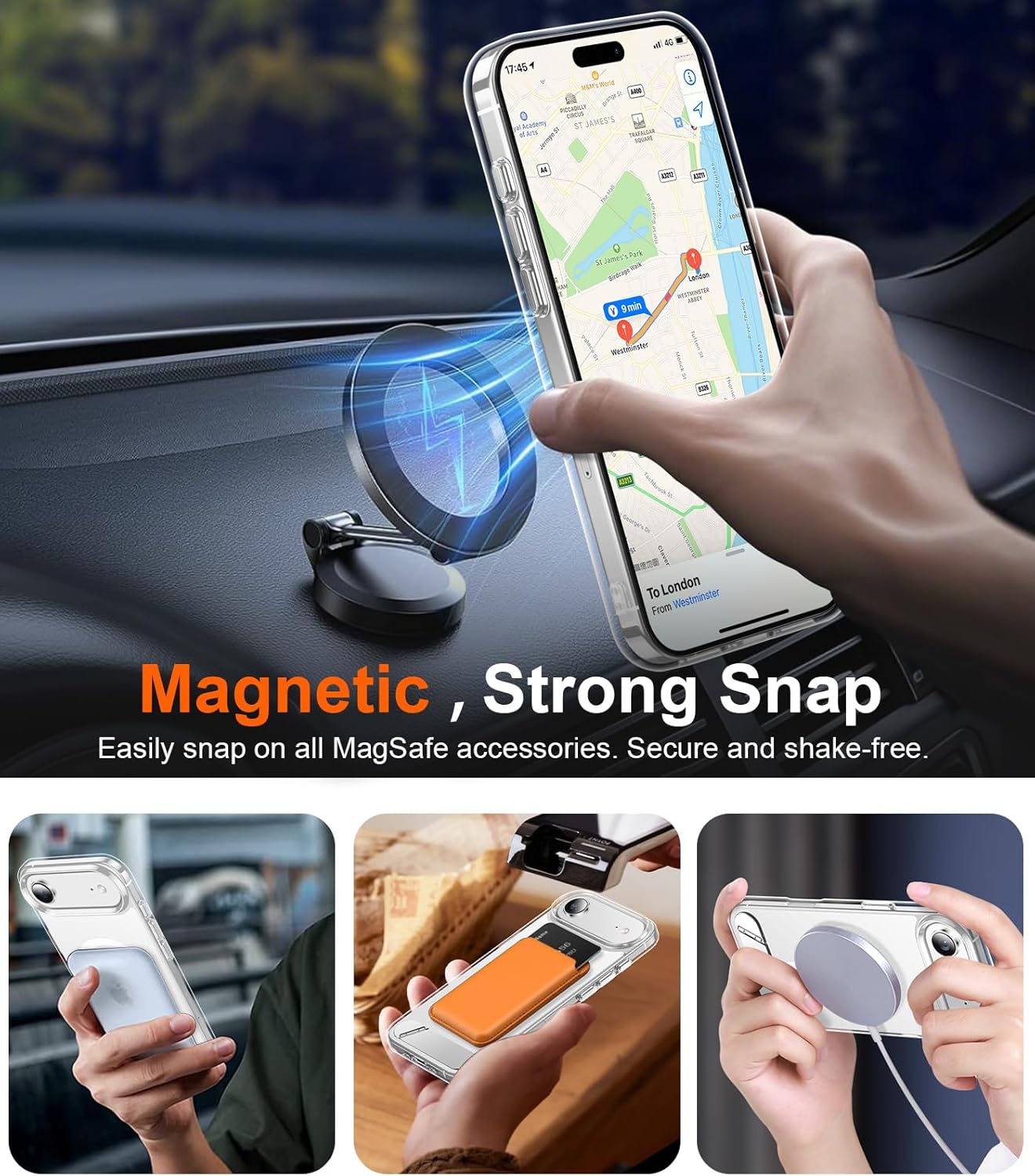 Temdan Designed for iPhone Air Case, [Built-in Invisible Kickstand][Compatible with MagSafe][Military Grade Shockproof] Slim Thin Phone Case 6.5 inch (Clear) - Image 6