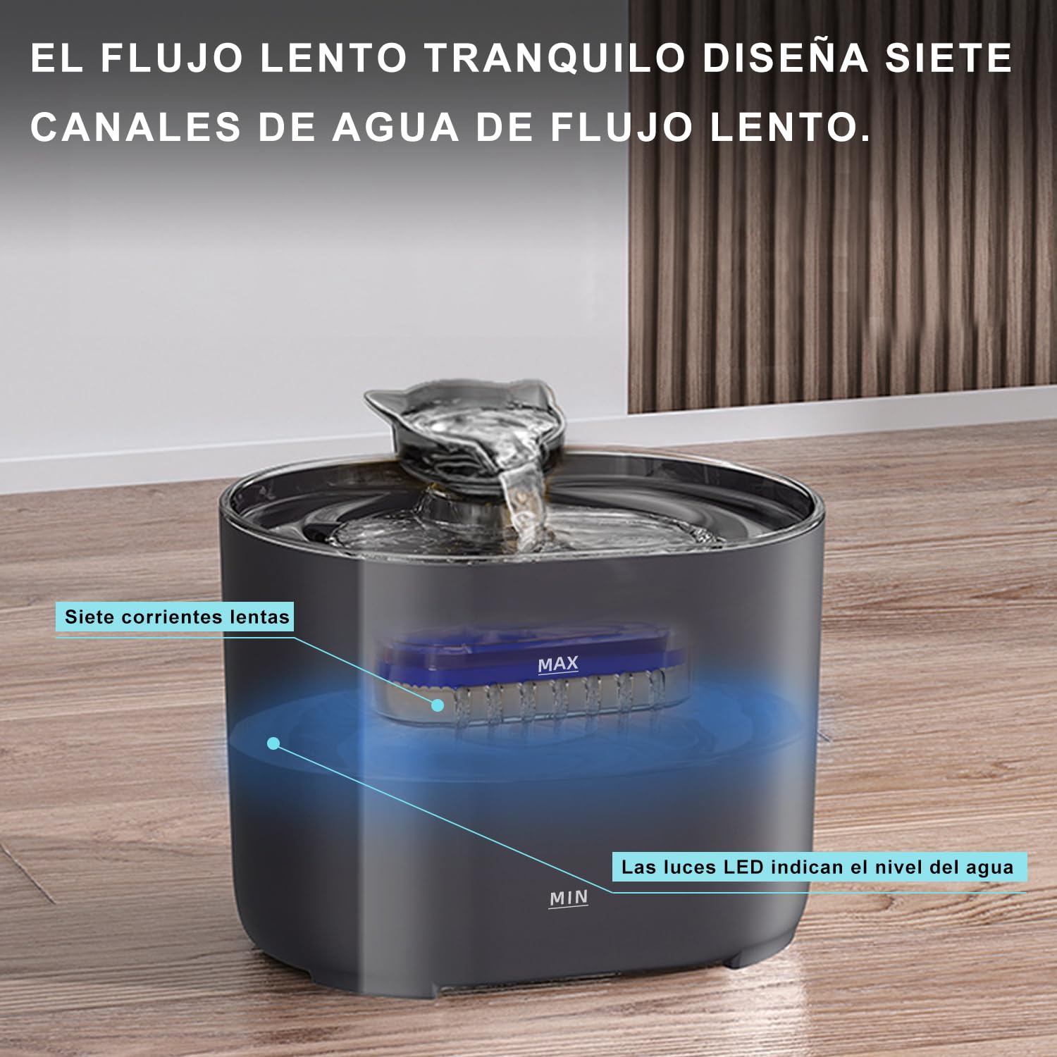 MXCOCO Fontaine d'eau pour chat, 2,2 l avec lumière LED