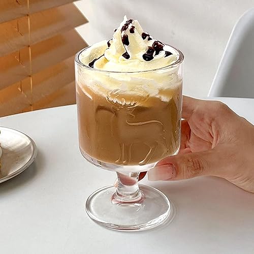 Miniatura 4 de Copas de vino vintage de 8 onzas, juego de 4 copas de agua con alce en relieve, encantadoras copas de Navidad de 8.5 fl oz para jugo, bebidas