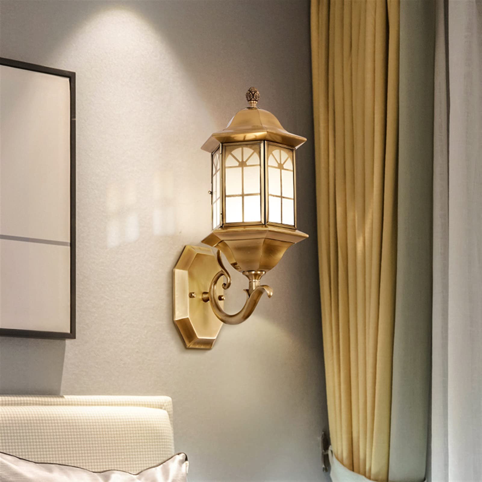 ZTCHSENZT Wall Sconces, Modern Wall Sconce, Retro Outdoor Wall Light Copper Wall Lamp Balcony Courtyard Lamp Villa Sconce Lamp Waterproof Exterior Garden Doorway Lighting,Onecolor