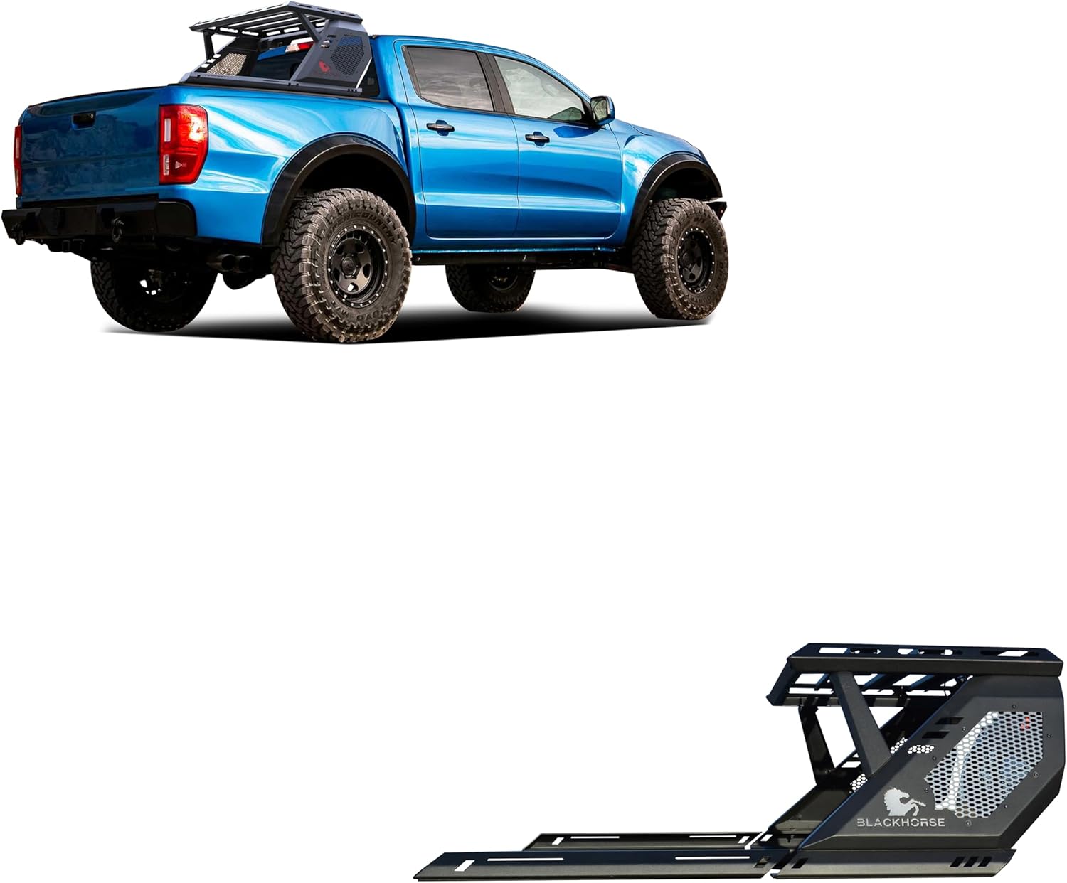 Black Horse Vigor Roll Bar W/Vigor Basket Modular Black Compatible with 2019-2026 Ford Ranger-VIRB08BA3