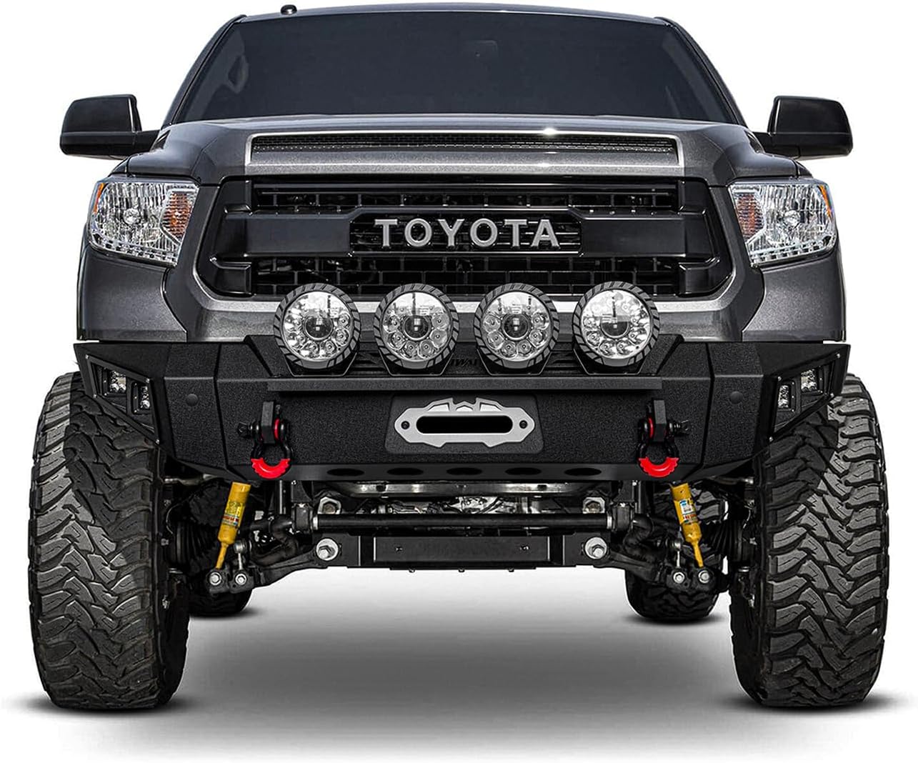 For 2014-2021 Toyota Tundra Steel Front and Rear Bumper With Winch Plate&Lights Black Texture