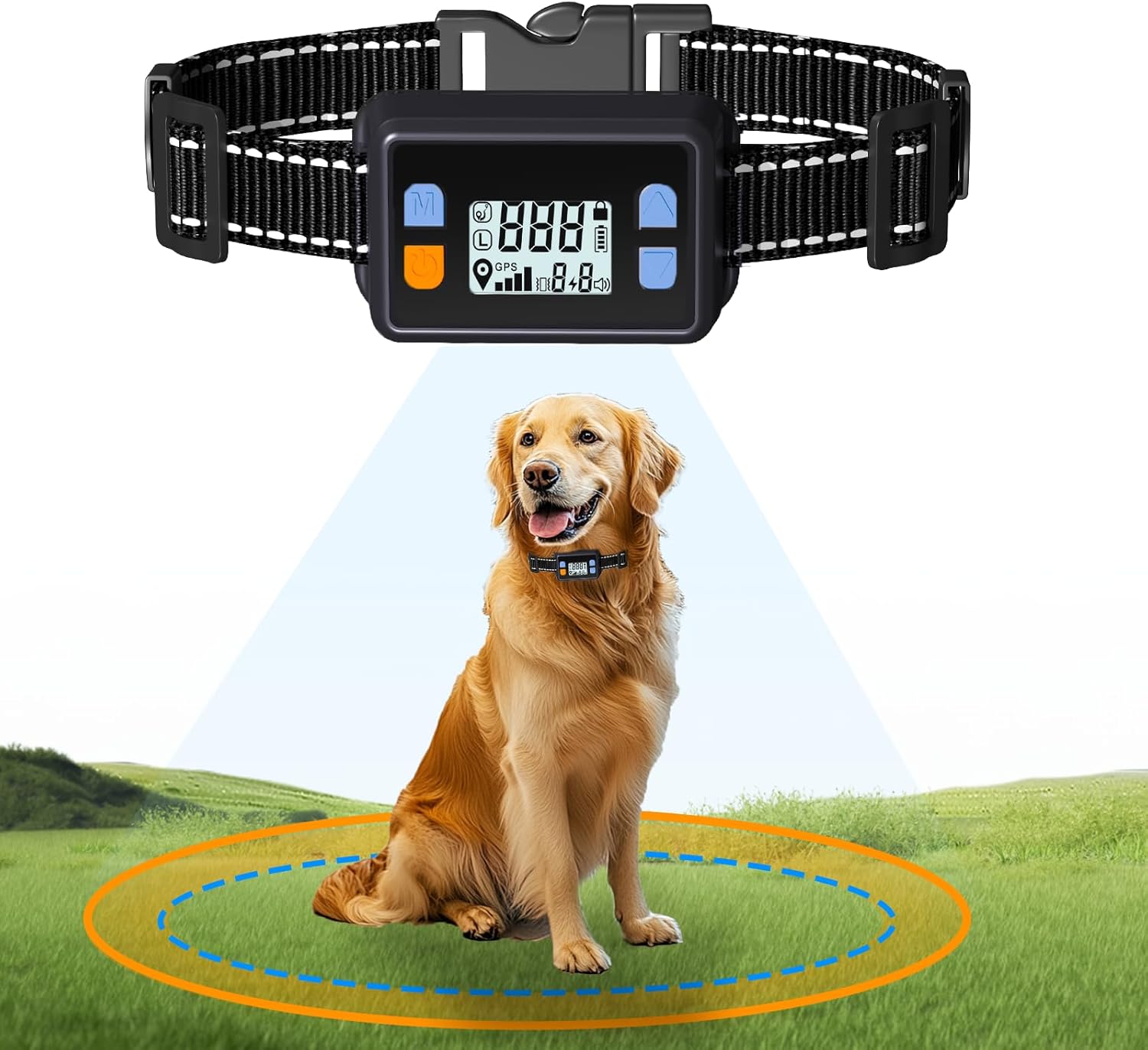 GPS Wireless Dog Fence Htcuto Dual-Band Electric Dog Fence with Customizable Radius 20-999 Yards, No APP No Subscription, IPX7 Waterproof Collar, Ultrasounds Vibration Static for All Dogs
